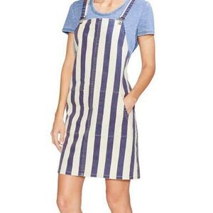 Vince Camuto Blue Denim Striped Casual Overall Dress Size Extra Small